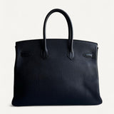 Bolsa Hermès Birkin 35 Noir com Ferragens Palladium