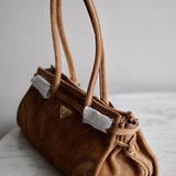 Bolsa Prada Bonnie Camurça Lambskin Marrom Canela