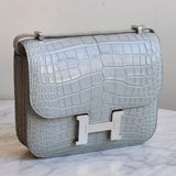 Bolsa Hermès Constance 18 Alligator Gris Perle Com Ferragens Palladium