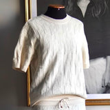 Suéter Hermès Lã Blanc Naturel de manga curta "H"