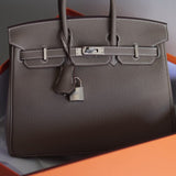 Bolsa Hermès Birkin 25 Togo Etoupe com Ferragens Palladium