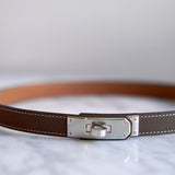 Cinto Hermès Kelly Epsom Etoupe com Ferragens Palladium