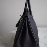 Bolsa Hermès Birkin 25 Togo Noir com Ferragens Gold