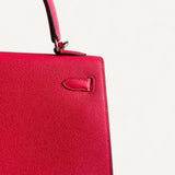 Bolsa Hermès Kelly Sellier 25 Rose Extrême com Ferragens Palladium