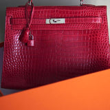 Bolsa Hermès Kelly 35 Crocodile Porosus Com Ferragens Palladium