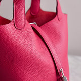 Bolsa Hermès Picotin 18 Clemence Rose Shocking com Ferragens Palladium