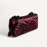 Bolsa Burberry Lola Small Sequinned Leather Burgundy