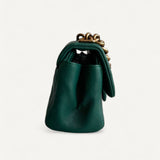 Bolsa Chanel Mini Flap Trapezio Top Handle Crossbody Verde com Ferragens Douradas