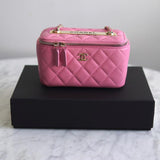 Bolsa Chanel Vanity Case Lambskin Pink Small