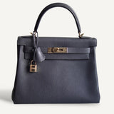 Bolsa Hermès Kelly 28 Togo Gris Misty com Ferragens Gold