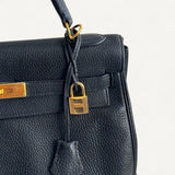 Bolsa Hermés Kelly 32 Togo Noir com Ferragens Gold