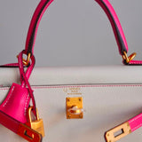 Bolsa Hermès Kelly 25 Epsom Craie | Rose com Ferragens Gold