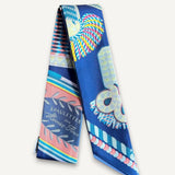 Twilly Hermès Epaulettes De Gala Seda Bleu Marine Jaune Paula