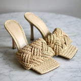 Mule Bottega Veneta Raffia Neutrals
