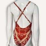Conjunto Hermès Malliot de Bain Cameron Mors Et Gourmettes Rouge