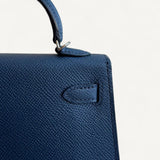 Bolsa Hermès Mini Kelly Epsom Bleu de Prusse com Ferragens Palladium
