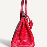 Bolsa Hermès Birkin 25 Croco Shiny Braise com Ferragens Gold