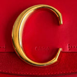 Pochete Chloé C Belt Bag Vermelha com Ferragens Douradas