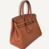 Bolsa Hermès Birkin 30 Ostrich Orange com Ferragens Gold