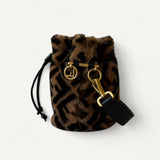 Bolsa Fendi Bucket Mon Tresor Mini com Pelos e Estampa Zucca