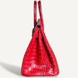 Bolsa Hermès Birkin 25 Croco Shiny Braise com Ferragens Gold