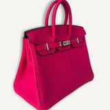 Bolsa Hermès Birkin 25 Togo Rose Mexico com Ferragens Palladium