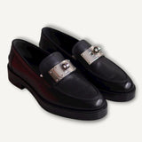 Mocassim Hermès Hot Lambskin Preto com Ferragens Palladium