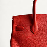 Bolsa Hermès Birkin 30 Togo Orange com Ferragens Gold