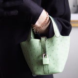 Bolsa Hermès Picotin 14 Ostrich Vert Crique com Ferragens Palladium