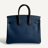 Bolsa Hermès Birkin 25 Epsom Blue de Plus, Indigo e Preto com Ferragens Palladium