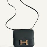 Bolsa Hermès Constance 18 Swift Vert Mangrove com Ferragens Permabrass