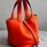 Bolsa Hermès Picotin 18 Orange com Ferragens Palladium