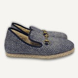 Sapato Gucci Blue Tweed Fria Slip On 39BR