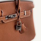 Bolsa Hermès Birkin 25 Togo Gold com Ferragens Palladium