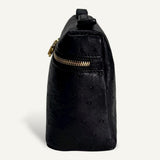 Bolsa Loro Piana Extra Pocket L19 Ostrich Black com Ferragens Douradas