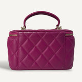 Bolsa Chanel Quilted Top Handle Pink Vanity Bag  Lambskin Gold Hardware