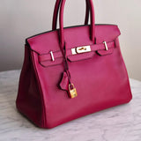 Bolsa Hermès Birkin 30 Epsom Retourne Carmim com Gold Hardware