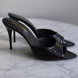 Mule Saint Laurent Babylone Couro Preto