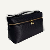 Bolsa Loro Piana Extra Pocket L19 Ostrich Black com Ferragens Douradas