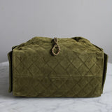 Bolsa Chanel 25 Couro Suede Verde Média com Ferragens Gold