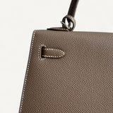 Bolsa Hermès Kelly 25 Epsom Sellier Etoupe com Ferragens Palladium