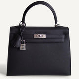 Bolsa Hermes Kelly 25 Epsom Noir com Ferragens Palladium
