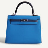 Bolsa Hermès Kelly 25 Epsom Bleu Zanzibar | Bleu Nuit com Ferragens Palladium