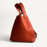 Bolsa Hermès Picotin 18 Clemence Orange com Ferragens  Palladium