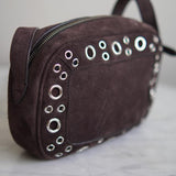 Bolsa Valentino Nellcotê Camurça Marrom com Ferragens Prata