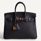 Bolsa Hermès Birkin 25 Togo Noir com Ferragens Gold