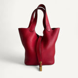 Bolsa Hermès Picotin 18 Clemence Rouge Moyen com Ferragens Gold