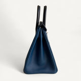 Bolsa Hermès Birkin 25 Epsom Bicolor Bleu Prusse/Noir com Ferragens Palladium