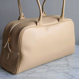 Bolsa Chanel Bowling Calfskin Bege Grande