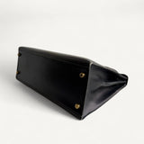 Bolsa Hermès Kelly 32 Calf Box Noir Vintage com Ferragens Gold